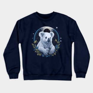 White Koala Bear at Night Time Crewneck Sweatshirt